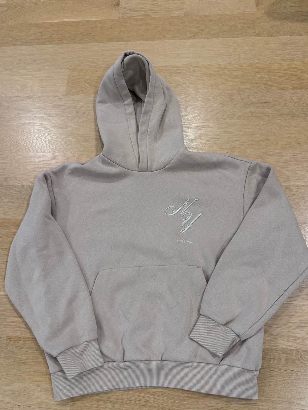 H&M Beige/Tan Hoodie with Embroidered Logo